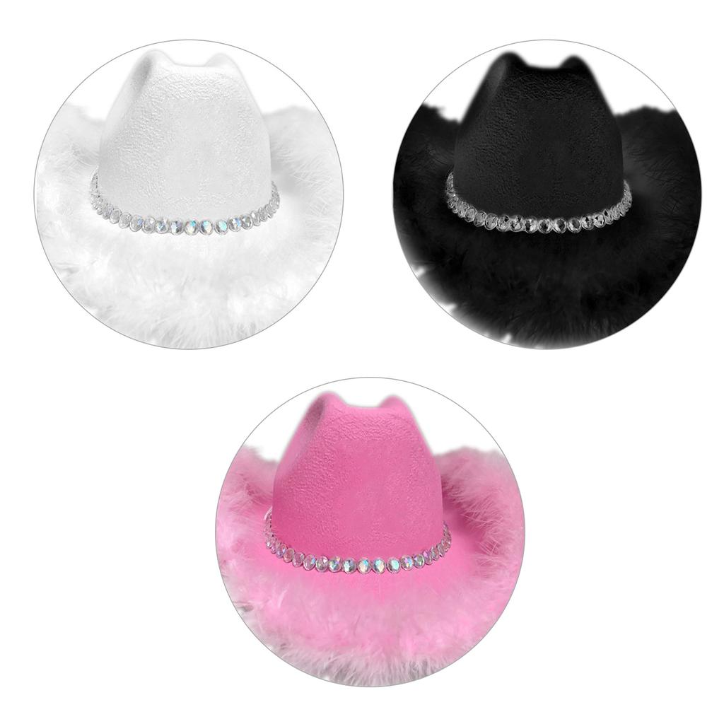 Rhinestone Cowboy Hat Feather Cowboy Hat Bachelorette Party Hat Feather Cowgirl Hat Bridal Fedoras Bridal Party Hat