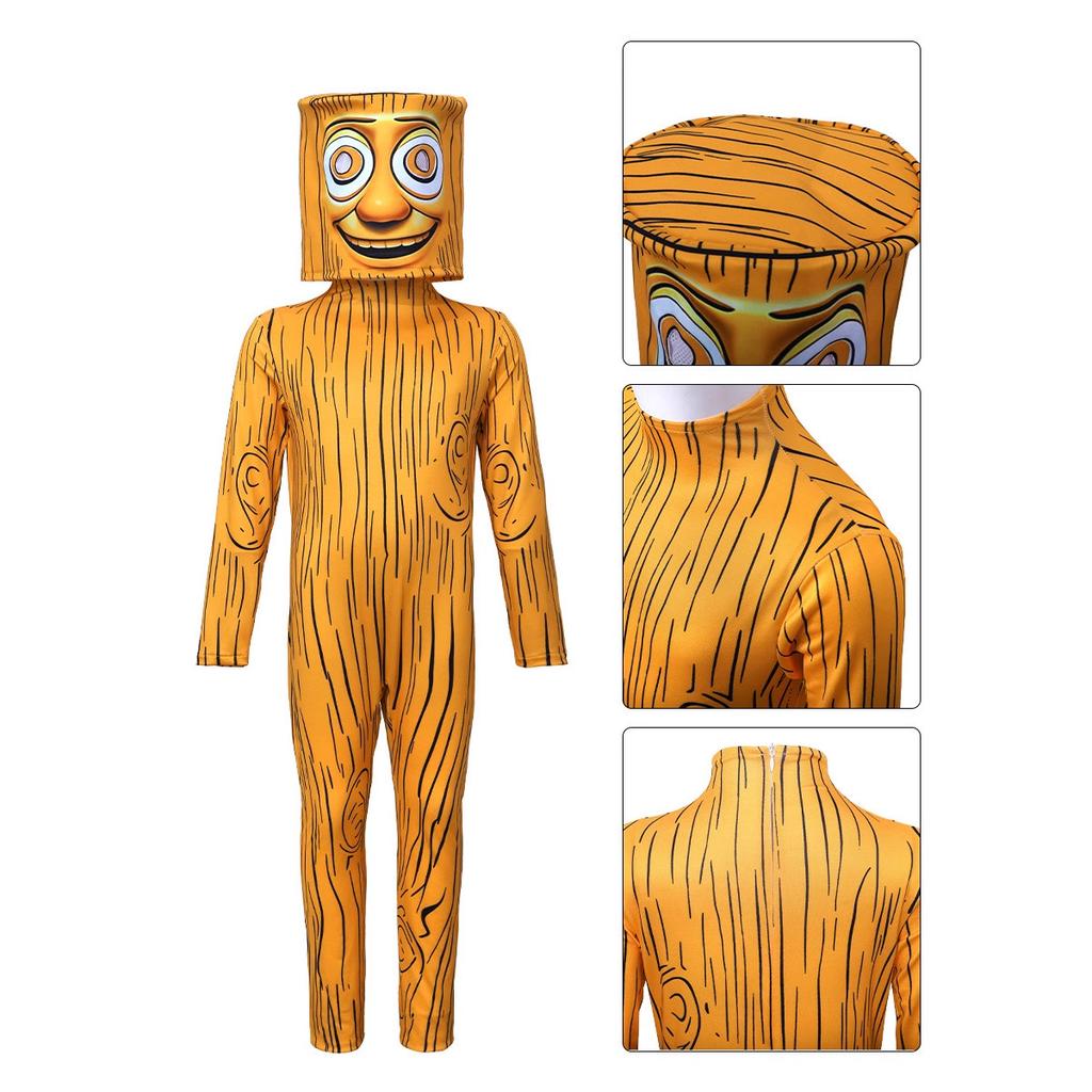 Костюм Bodysuit и Маска для косплея по игре Brainrot Tung Tung Tung Sahur Аниме Хэллоуин Карнавал Рождественская вечеринка Комбинезон