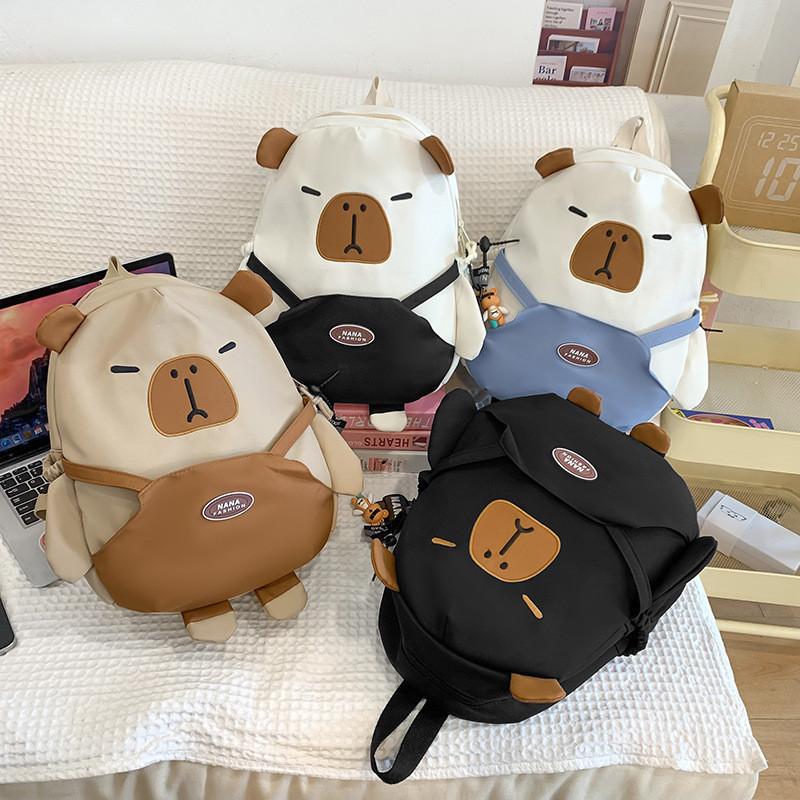 Capybara Student Backpack Class Bag Waterproof Capacity Large Storage Partition