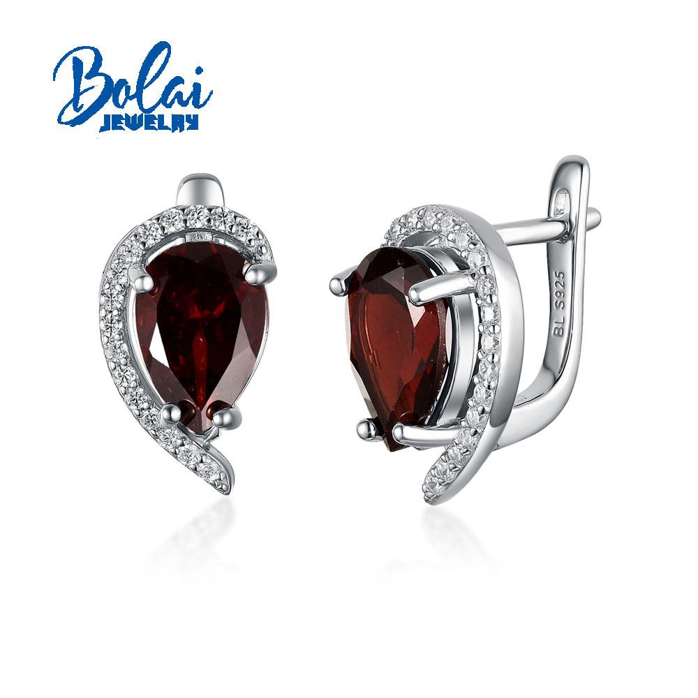 Bolaijewelry Серьги с натуральным мозамбикским гранатом-грушей 7*10 мм, серьги с драгоценными камнями, серебро 925 пробы, модные женские ювелирные украшения