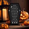 Halloween Table Sign Halloween Tabletop Wood Coffin Sign Board Festive Scene Props Display Scary Message Board For Farmhouse