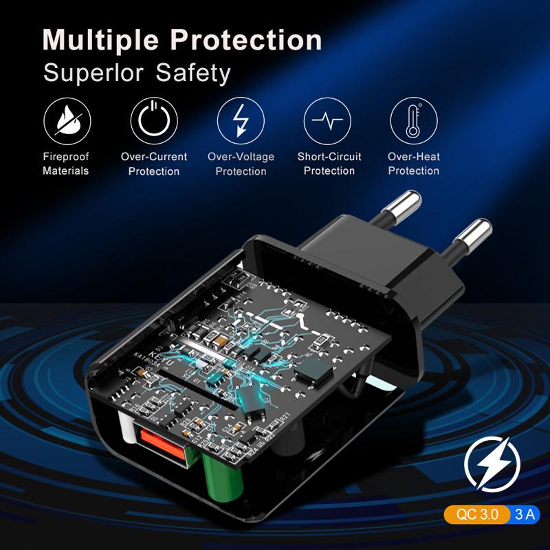 Быстрое зарядное устройство USB + кабель Micro USB для P Smart Y5 Y6 Y7 Prime Y9 Honor 8A 8S 9A 9S Quick Charge3.0 EU Wall Plug