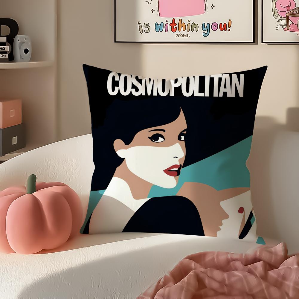 Trendy Magazine CCosmopolitan Cushion Cover Pillowcase Short Plush Invisible zipper Room Sofa Cushion Cover