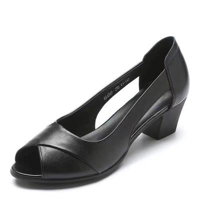 2024 Женские удобные корейские летние босоножки с открытым носком и мягким толстым каблуком, модный стиль носка