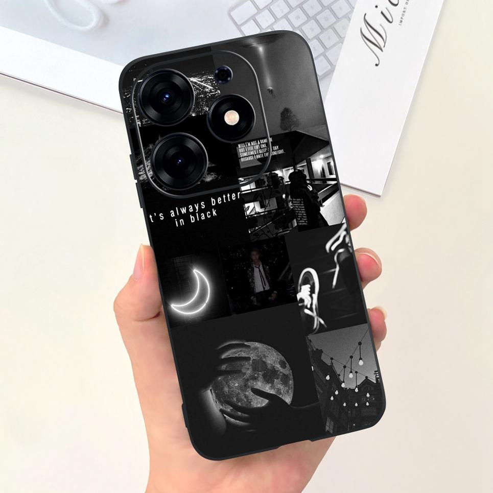 Для Tecno Spark 10 Pro 10C Spark 9 Pro 9T Spark 8C Spark 7 Чехол для телефона Черное Небо Луна Ночь Стильный Бампер Оболочка Жидкий Силикон