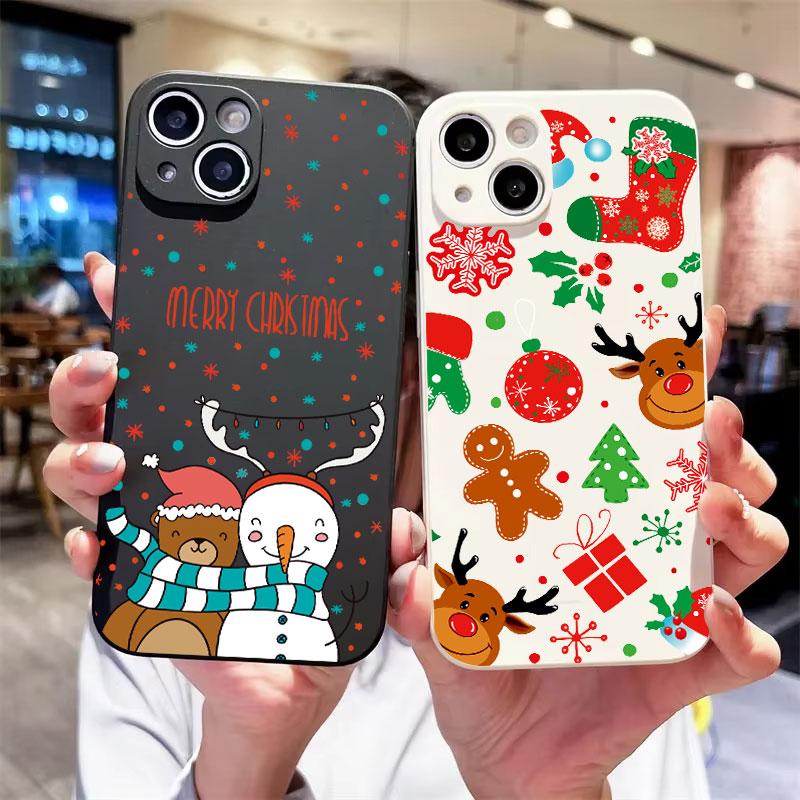 Новогодние Елки ТПУ Чехол для Телефона Для iPhone 16 15 14 13 12 11 Pro Max X XS XR 7 8 Plus SE2 Ударопрочный Мягкий Силиконовый Чехол