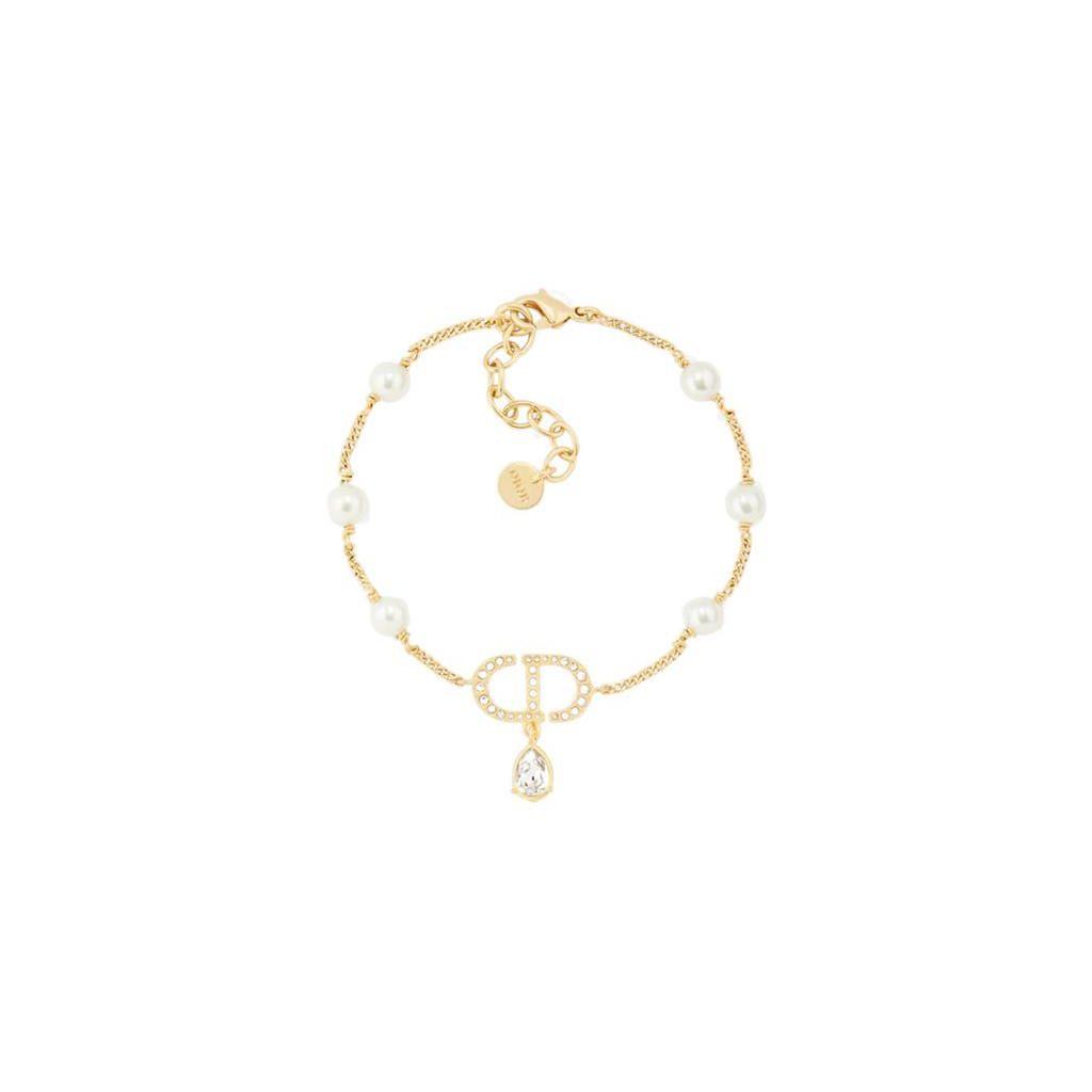 Dior Petit Cd Pearl Crystal Pendant Bracelet Women Bracelets Gold B1582PTCCY-D301