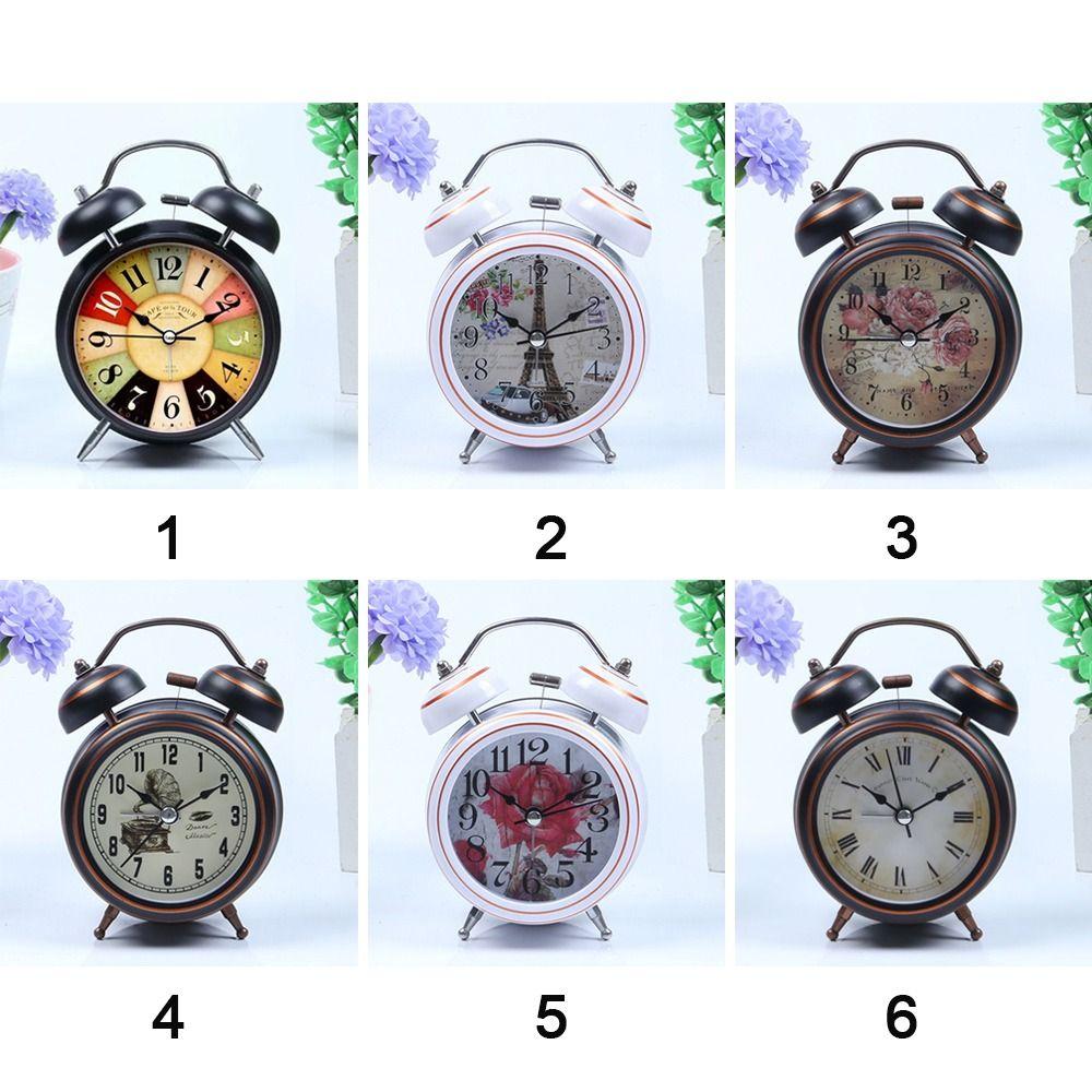 Plastic. Vintage Retro Alarm Clock Small Table Desk Quartz Clock Bedroom Living Room
