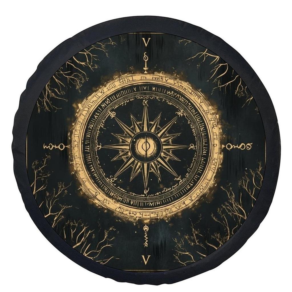 Mystic Compass Art Tire Cover Durable Polyester Universal Spare Wheel Protector for SUV