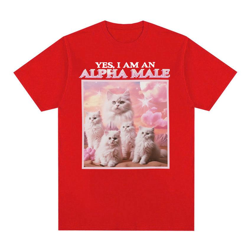 Alpha Male Funny Cute Cat Meme Tee Shirt Unisex Fashion Cotton High Quality T-shirt Men Women Retro Hip Hop Streetwear T Shirt