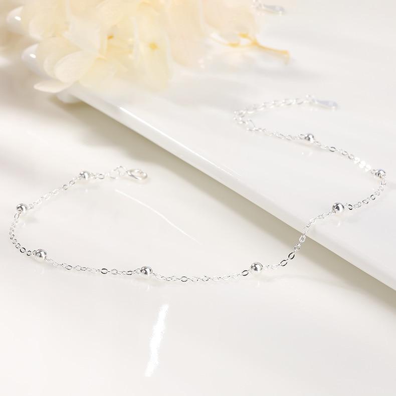 Летняя мода, браслеты-цепочки из стерлингового серебра 925 пробы для женщин, пляжные вечерние бусины, украшения для щиколотки, лучшие подарки для девочек
