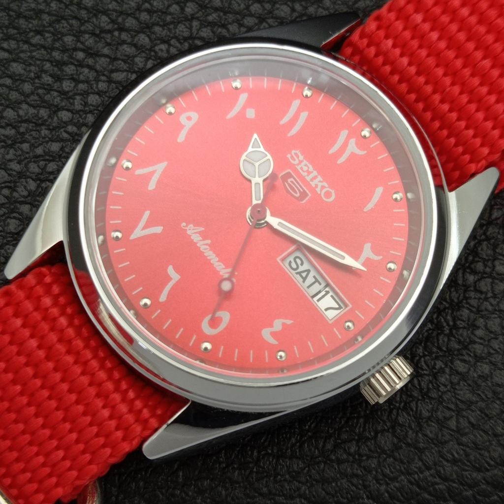 ВИНТАЖНЫЕ ОТРЕМОНТИРОВАННЫЕ МУЖСКИЕ АВТОМАТИЧЕСКИЕ ЧАСЫ SEIKO 5 6309A ЯПОНИЯ КРАСНЫЙ ЦИФЕРБЛАТ a441228-4