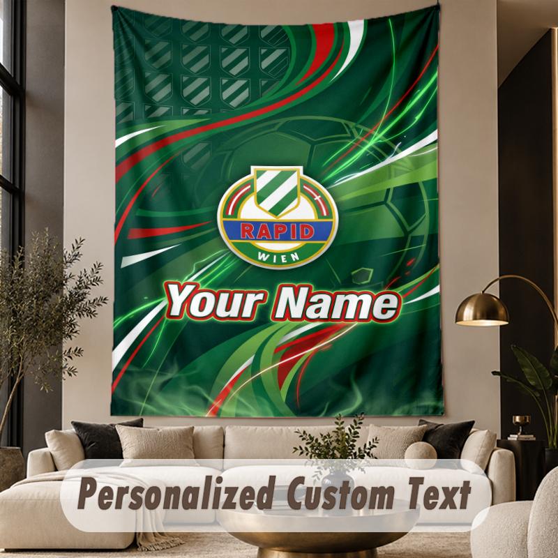 Custom Text Tapestry Rapid Wien FC Print Wall Tapestry Indoor Living Room Wall Decor