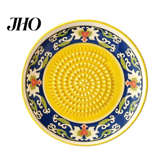 Garlic Mincer Ceramic Grinder Plate Bowl, Manual Ginger Fruit Zester Grater Mixing Dish Dish, All-in-One Prep Serving Tray, Modern Minimalist Kitchen