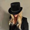 Кристальная шляпа-цилиндр для музыкального фестиваля, взрослая, все подходящая, шляпа для вечеринки, головной убор унисекс, шляпа для сценического шоу, ролевая высокая шляпа