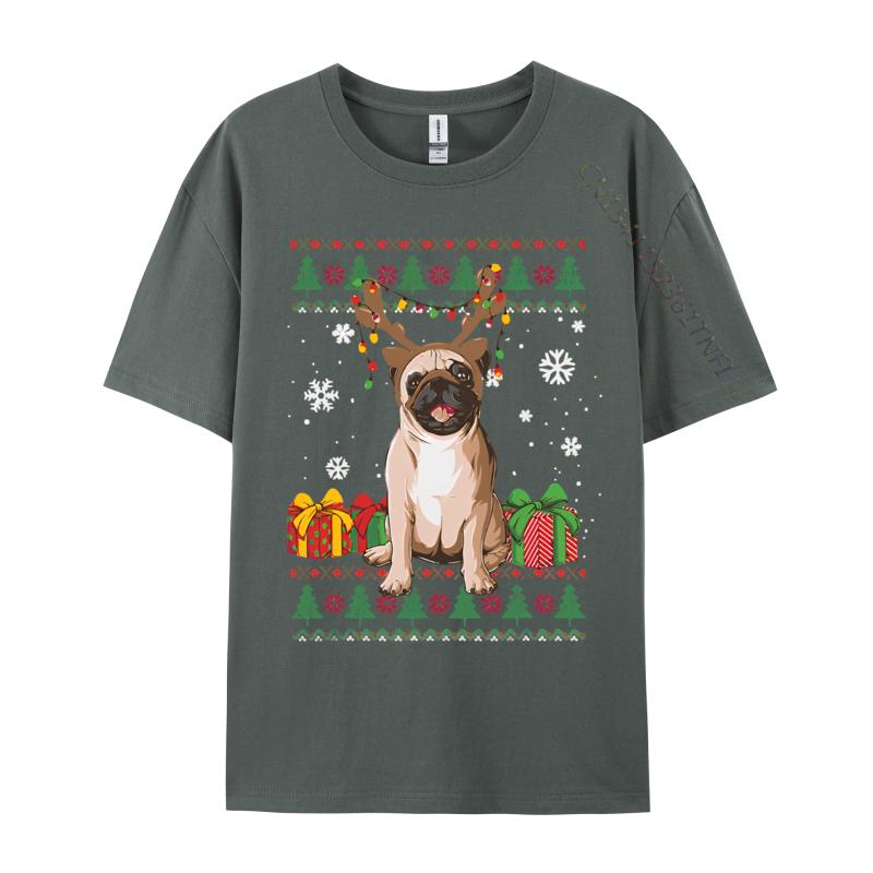 Boy Prevalent Europe Tops Shirts Cotton T Shirts Preppy Style Funny Pug Christmas Ugly Dog Xmas Tshirt Designer T Shirt Men