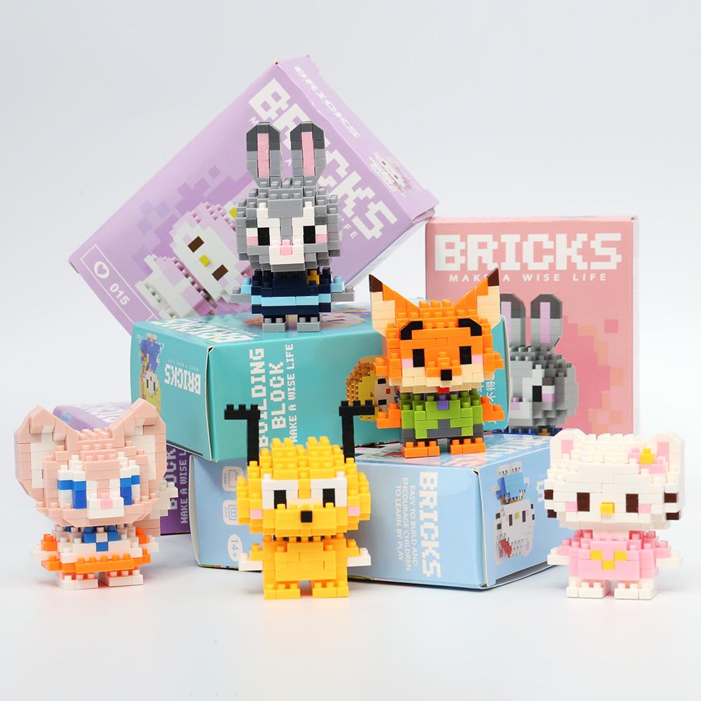 Дисней Аниме Принцесса Строительные блоки Стич Микки Маус мини Фигурки игрушки-экшн Блоки Игрушки Кирпичики Сборные игрушки Детские подарки