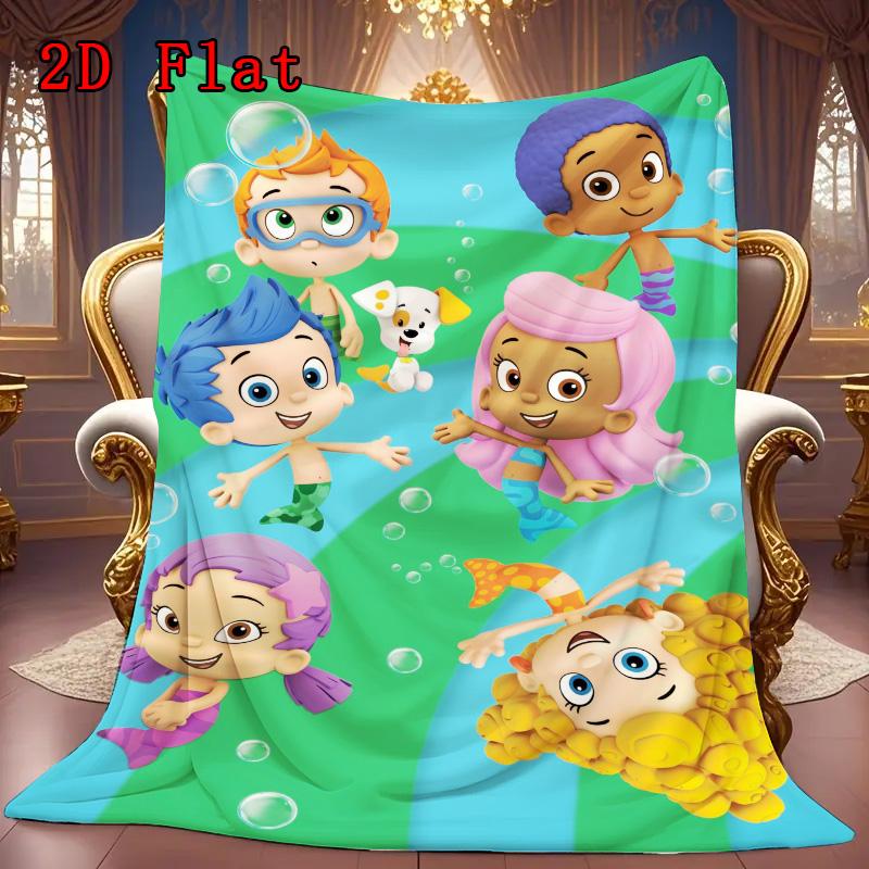 Bubble Guppies Inspired 2D Flat Pattern Flannel Blanket High quality All Seasons Warmth and Comfort Perfect for Christmas Gifts.PMT0914291