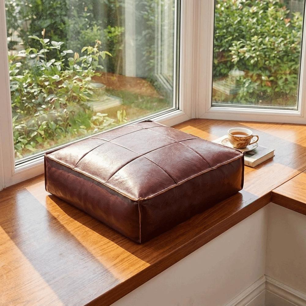 Square Sofa Stool Cover PU Leather Storage Leg Bench Sofa Footstool Seat Cushion Cover Under Desk