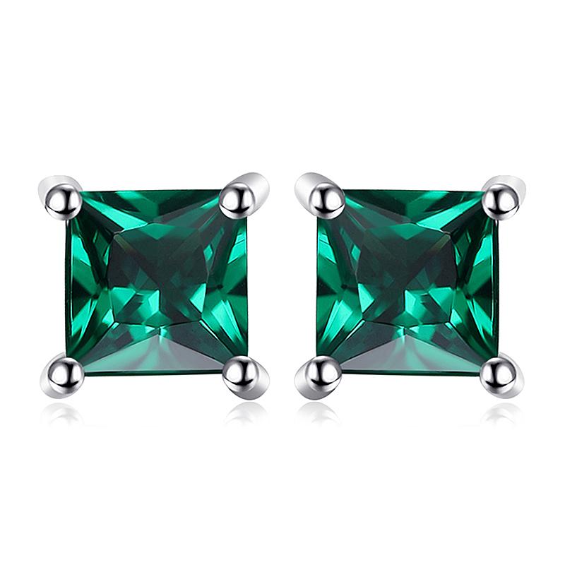 JewelryPalace Square Genuine Blue Topaz Amethyst Citrine Garnet Created Sapphire Ruby Emerald 925 Sterling Silver Stud Earrings