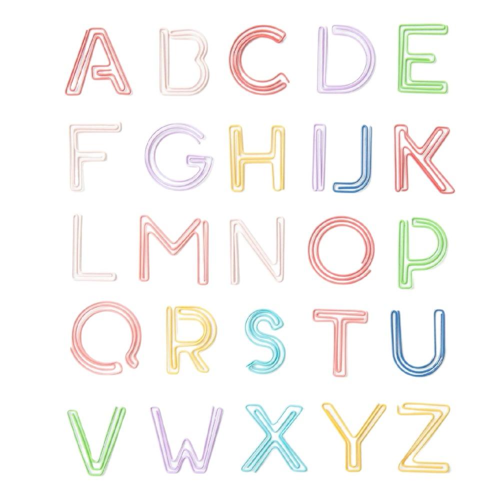 26pcs Hollow Letter Paper Clips Bookmark Photo Tickets Holder Colorful Paper Clamps School