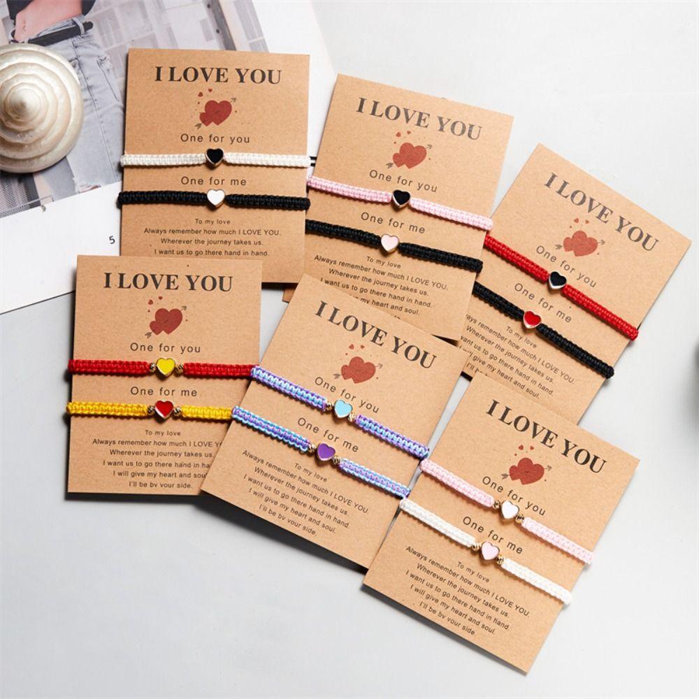Contrasting Colors Heart Shape Bracelet Love Fortune Bracelet Heart Couple Bracelet  Friendship