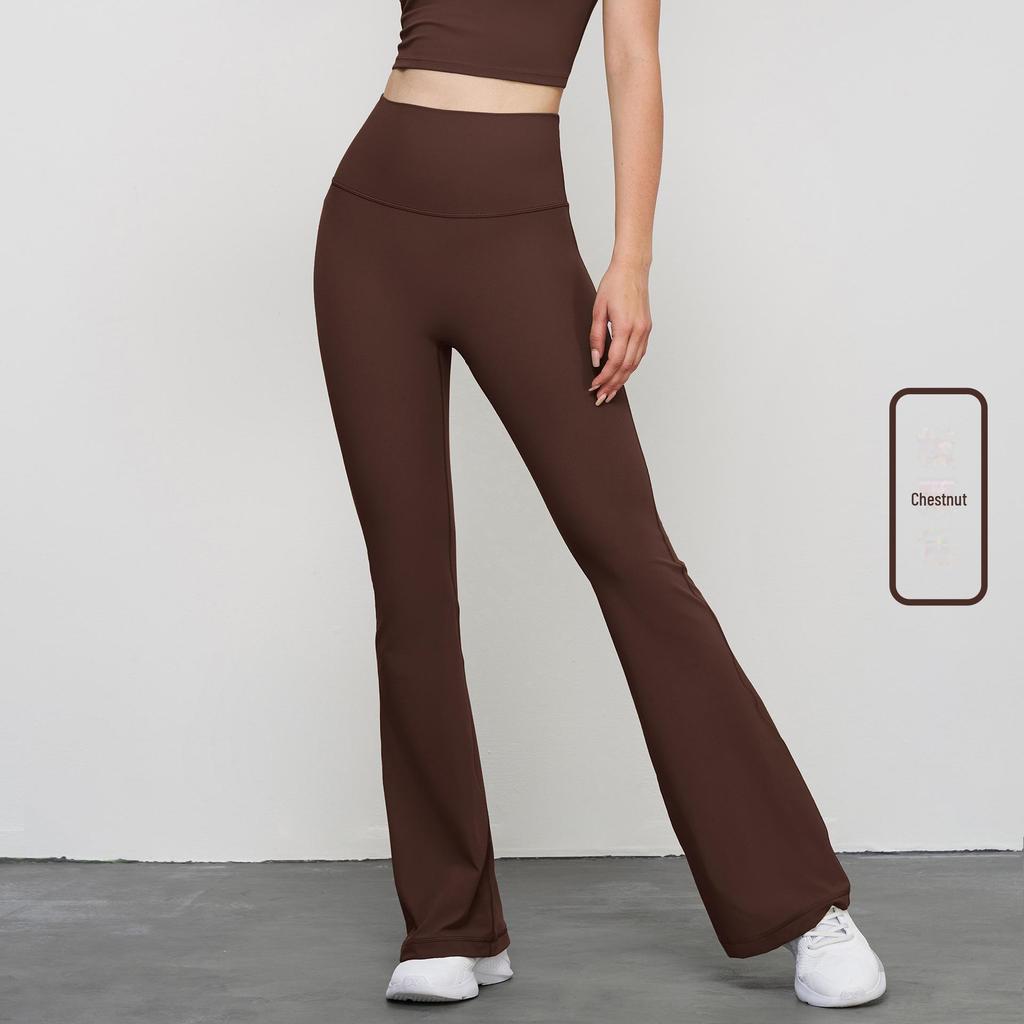 Брюки для йоги с высокой талией и расклешенным низом для весны/лета - Уличные широкие штанины, облегающий крой