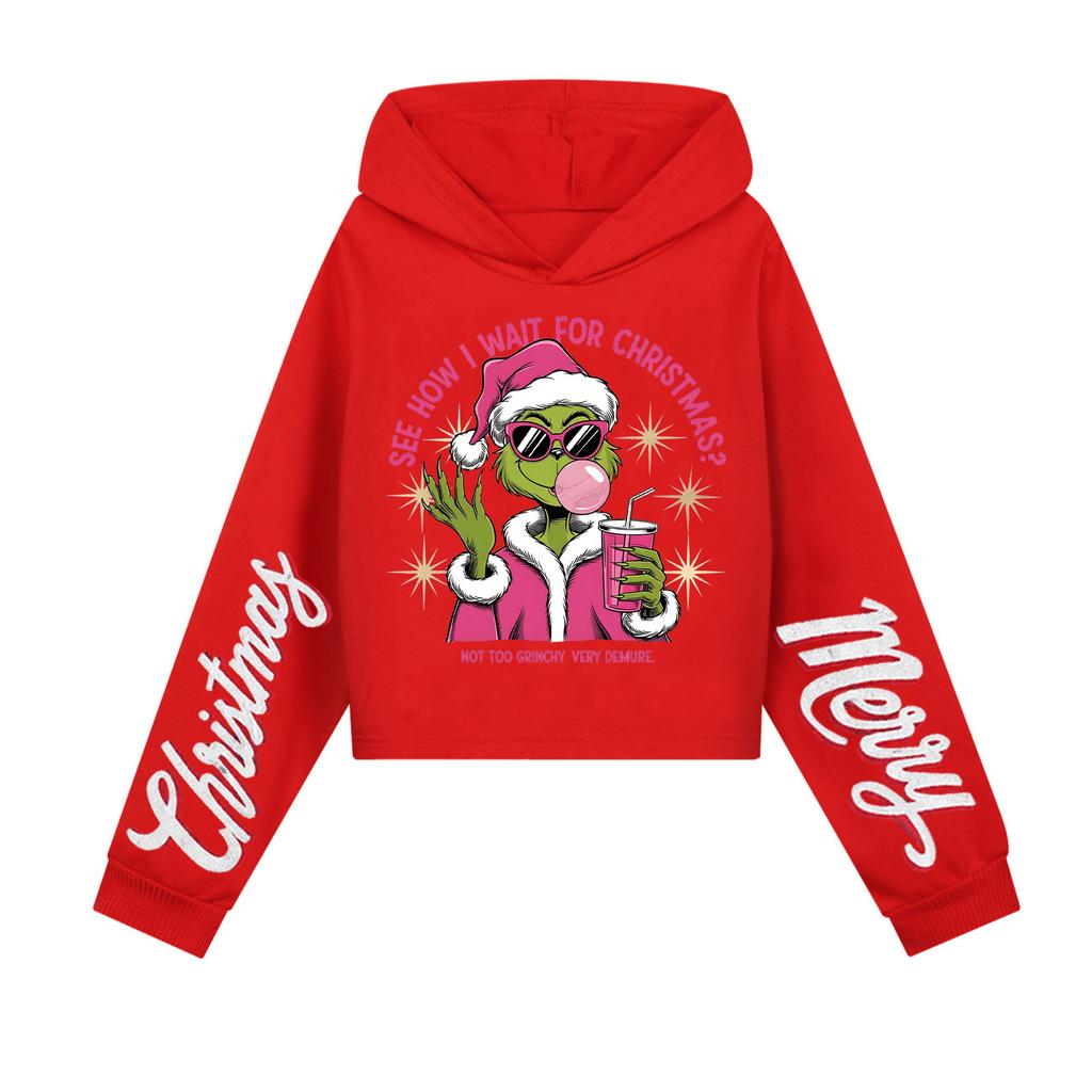 Kids' Casual Fashion Christmas Printed Long Sleeve Hooded Sweatshirt (No Drawstring)