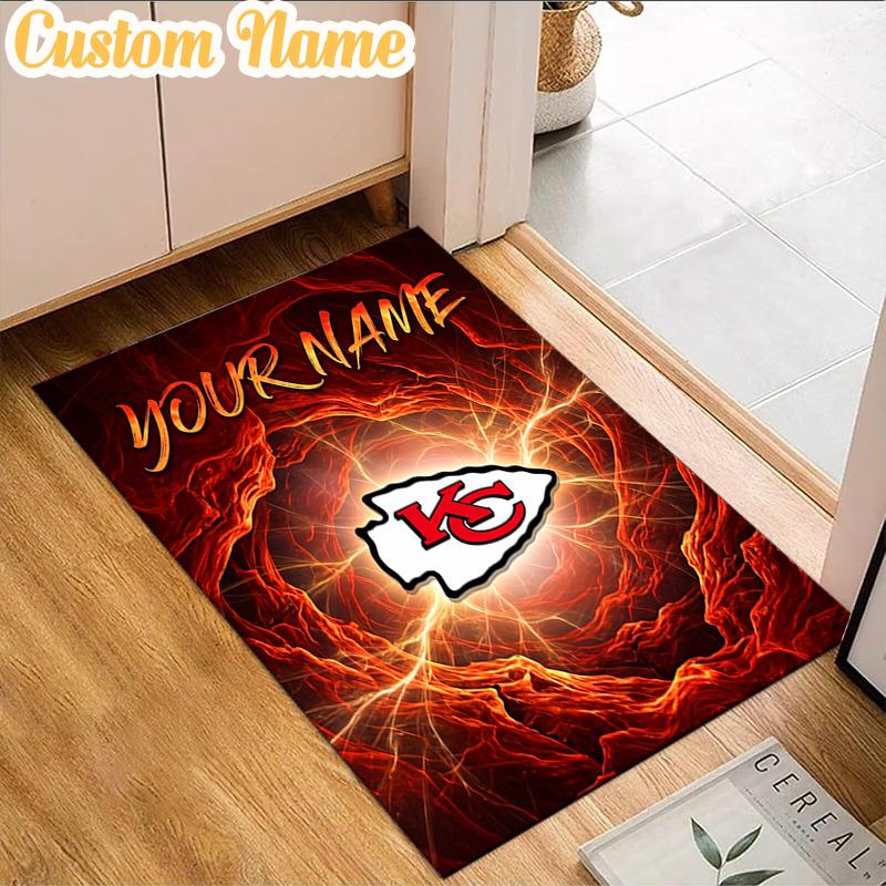 Custom Name Kansas Chiefs Logo Rug, Office Rug, Chair Rug, Carpet for Living Rooms, Doormat Game Rug Home Decor Christmas Gifts