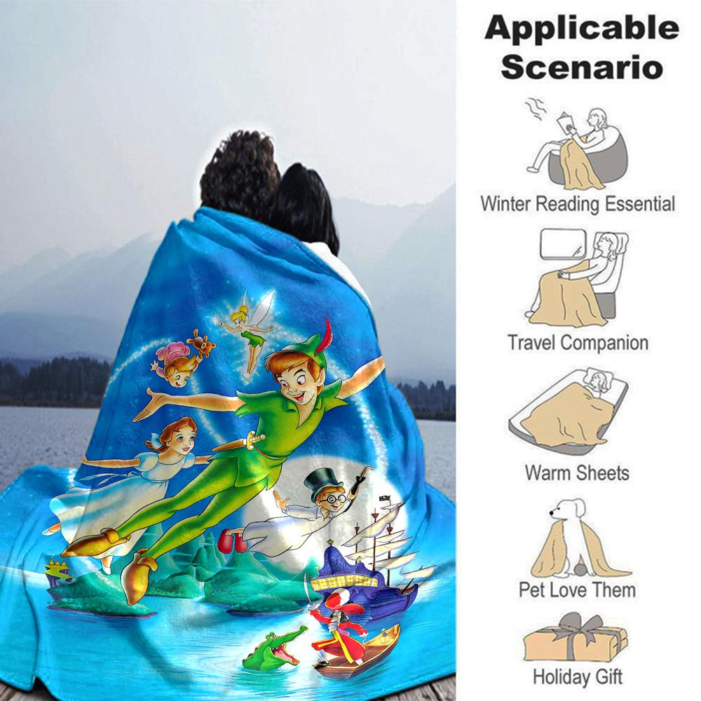 Peter Pan'S Adventure Flannel Blanket Super Soft Warm Cozy Blanket For Sofa Bed Office Travel Allseason Home Decor Gift