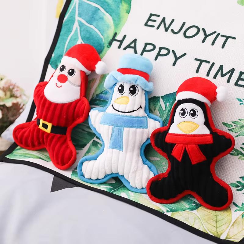 2025 Large Durable Christmas Chew Toy Indestructible Santa Claus Plush Aggressive Interactive Dog Toy Cute Cartoony PP
