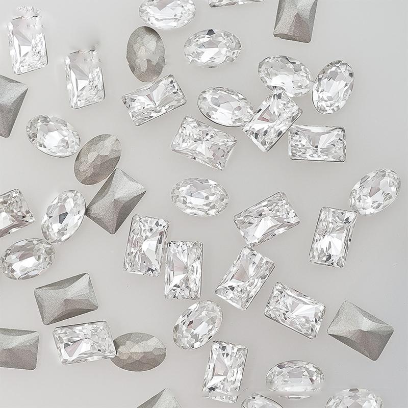 5 шт. прозрачные хрустальные бриллиантовые роскошные овальные квадратные стразы для дизайна ногтей драгоценные камни сверкающее стекло супер флэш-камни для ногтей подвески