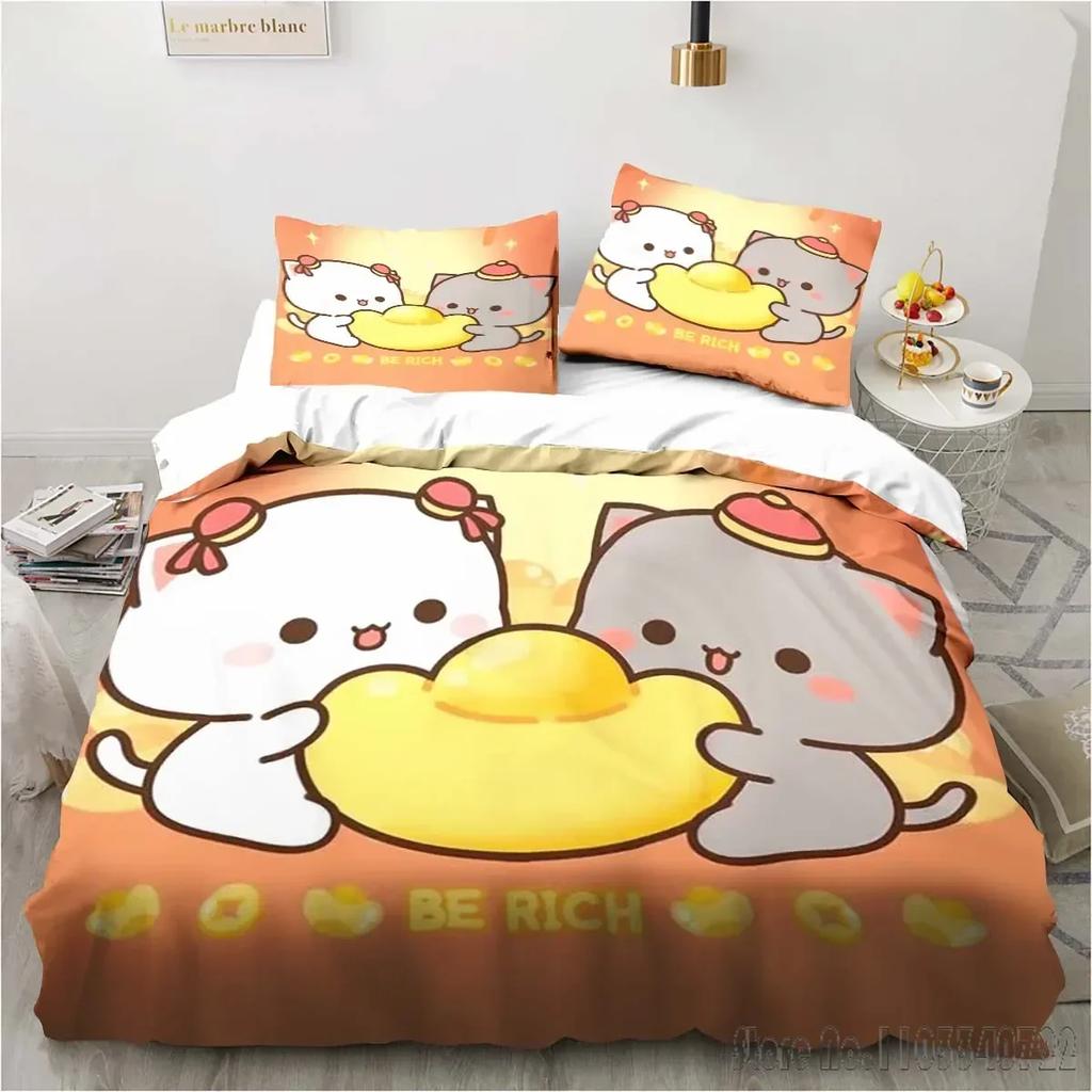 3d Printing Cartoon Bubu Dudu Bedding Set Three-piece Set Anime Adult Kid Bedroom Duvet Cover Sets Home Textiles Birthday Gifts