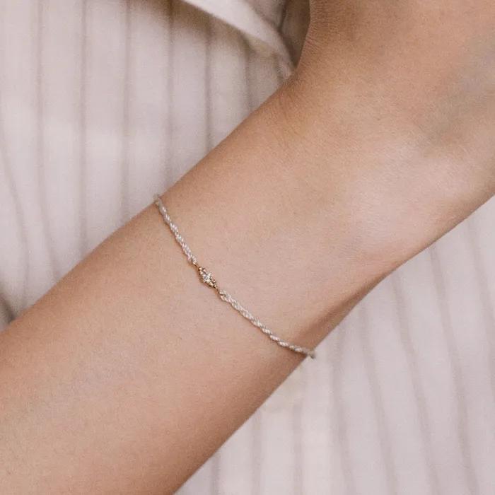 [14k]_granules in marquise cord bracelet.