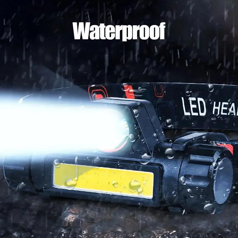 Мощный светодиодный налобный фонарь XPE+COB с USB-зарядкой, водонепроницаемый, налобный фонарь, сильный магнитный фонарик для кемпинга на открытом воздухе