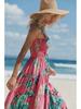 Летнее платье без рукавов в европейском и американском стиле с принтом и длинными подтяжками для повседневного ношения или поездок на работу