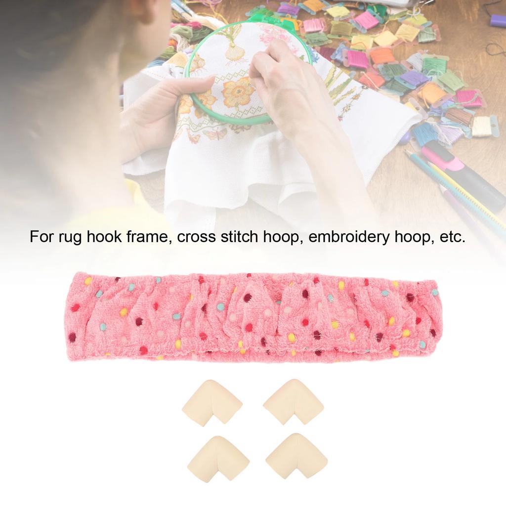 Rug Hooking Frame Cover Elastic Band Punch Needle Gripper Strip Flannel Cover For Cross Stitch Embroidery Hoop 40x40cm