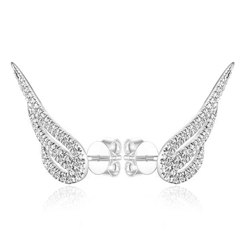 Серьги-гвоздики Huitan Dazzling Angle Wings для женщин с микро-паве CZ, простые стильные женские серьги для повседневной носки, модные украшения для вечеринок