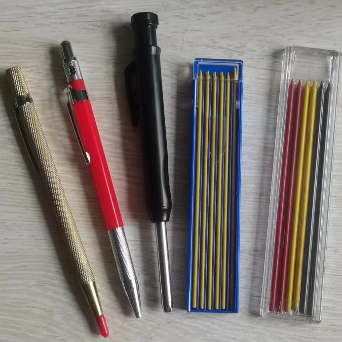 Плотницкий карандаш с глубокими отверстиями: Быстросохнущий графитовый стержень, Механический дизайн