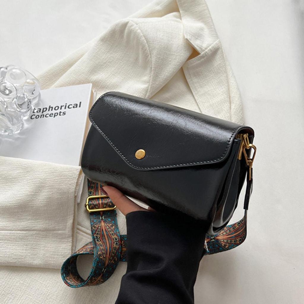 Женские однотонные сумки-мессенджеры из искусственной кожи, винтажная сумка через плечо с широким ремешком и клапаном