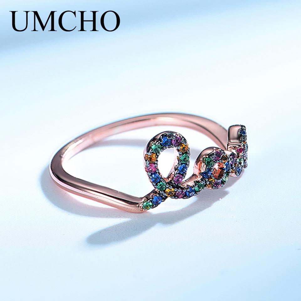 Umcho Разноцветные серебряные кольца с драгоценными камнями, любовное письмо, кольца из стерлингового серебра 925 пробы, обручальные кольца, романтический уникальный подарок, ювелирные изделия