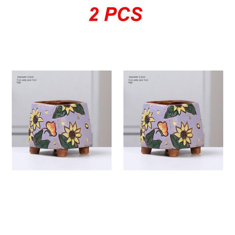 Керамический цветочный горшок Креативная ручная роспись Резьба Керамические украшения для дома Цветочные горшки Суккулентный цветочный горшок