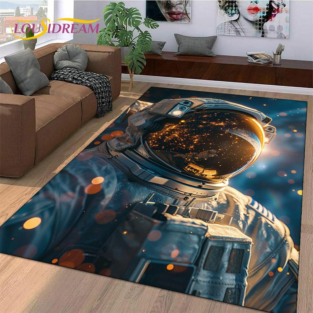 Космический Космонавт Мультяшный 3D Ковер Вселенная для Гостиной Спальни, Нескользящий Коврик для Дивана Прихожей Дети