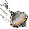 Pendant Grey Botswana Agate Gemstone Handmade Antique Silver Jewelry 2.25"
