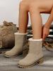 Fashion Women Fur Snow Boots Suede Mid Heels Shoes Chunky 2024 Warm Winter Walking Short Plush Boots New Pumps