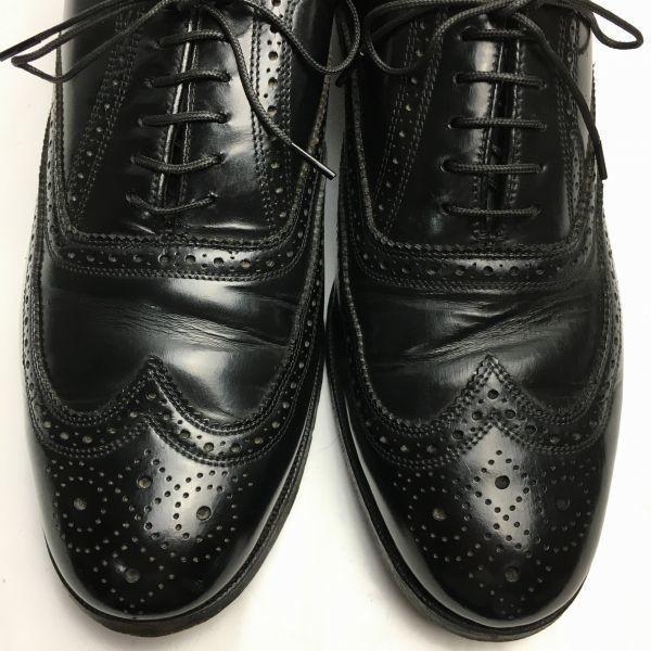 Винтажные туфли 80-х годов FLORSHEIM Full Brogue Wingtip для бизнеса черные размер 9D 26.5-27.0(ИСПОЛЬЗОВАЛ)