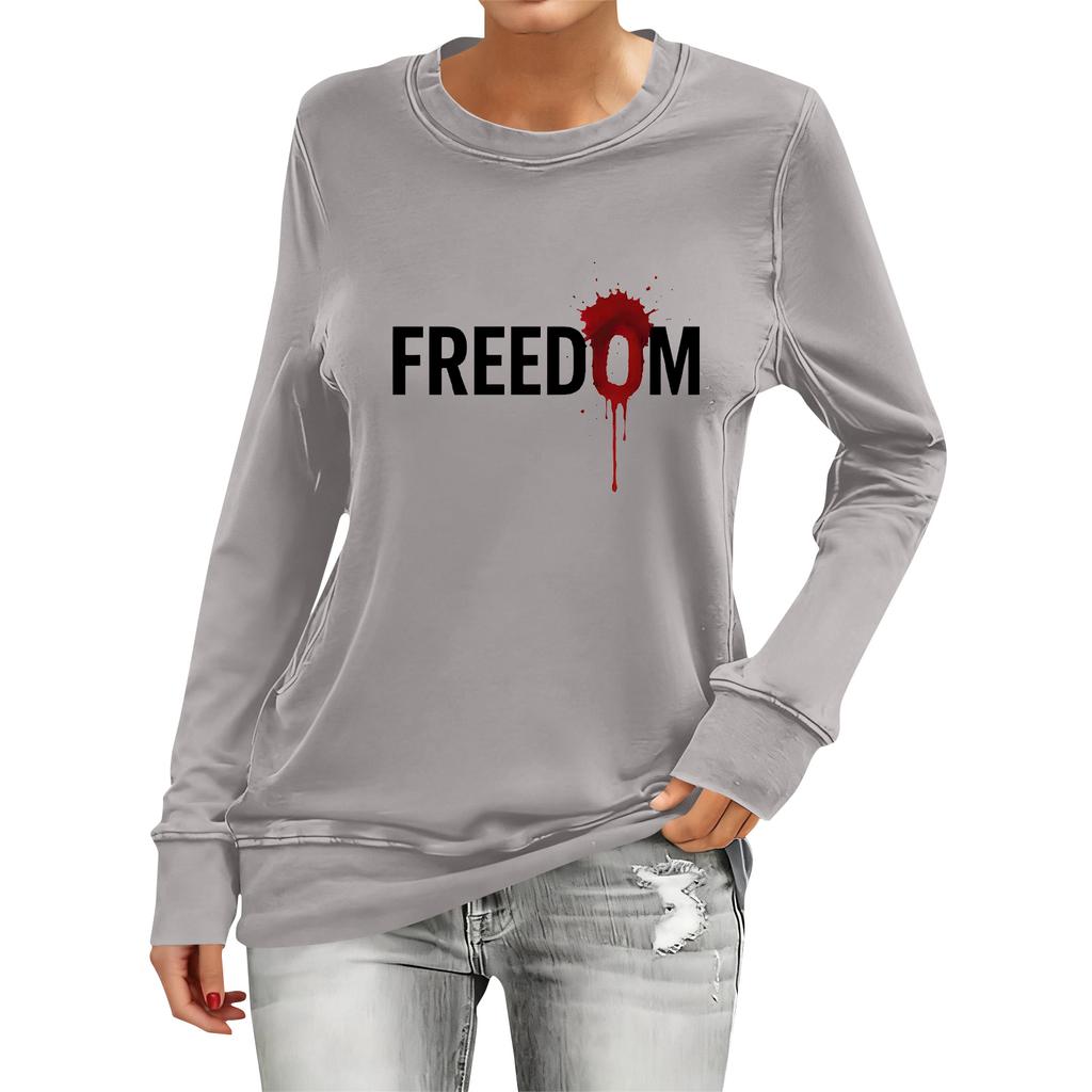 Women's Fashion Casual Long Sleeve Printed Neck Top