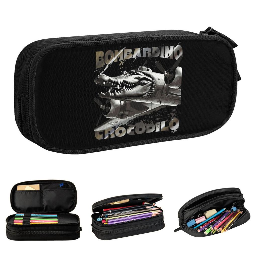 Bombardino Crocodilo Italian Brainrot Pencil Case New Pen Holder Bag Girl Boy Large Storage School Supplies Zipper Pencil Pouch
