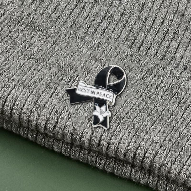 2 шт. Эмалированные Металлические Похоронные Ленточные Броши-Булавки с Лилией Памяти Значки на Лацкан Ювелирные Аксессуары Подарок