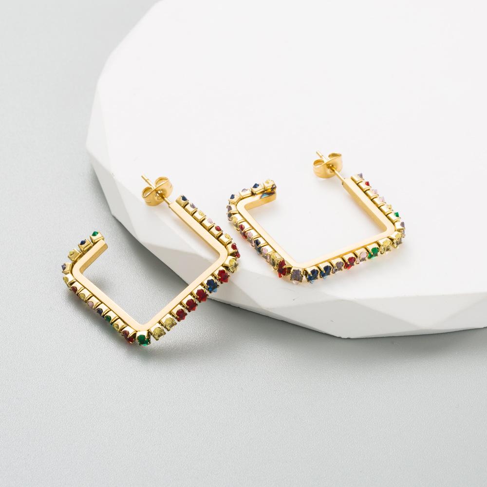 Женские серьги-кольца из титановой стали, бесцветные, индивидуальные, геометрические, с цирконом, темпераментные серьги